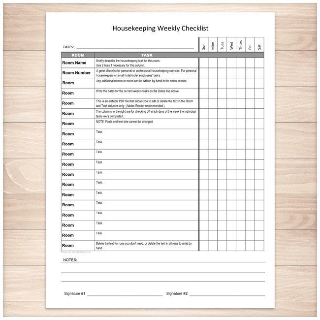 housekeeping weekly checklist cleaning services editable house cleaning chart template