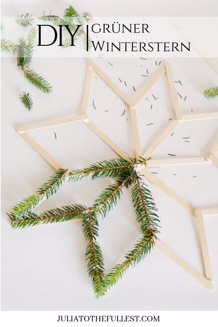 DIY grüner Winterstern - Anleitung mit kostenloser Voralge. Winterdeko selber b...