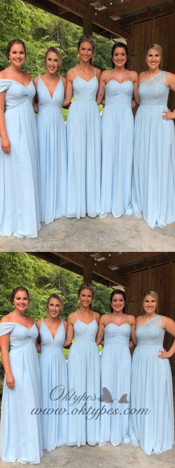 Blue Chiffon Bridesmaid Dresses, Lace Cheap Long Bridesmaid Dresses, TYP1206 #br...
