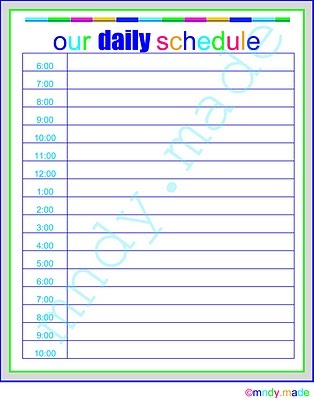 My daily schedule chart | Free printables, Family schedule, Free