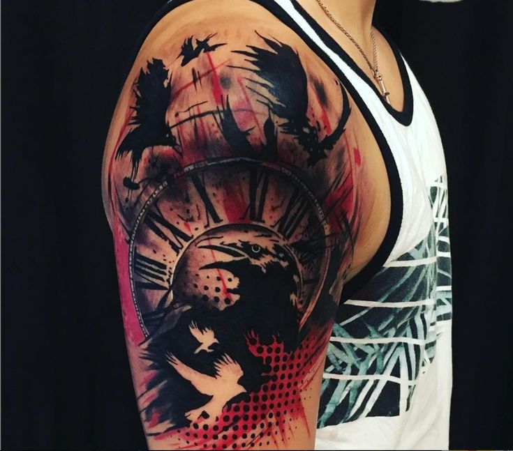 Trash Polka Tattoos Raven Trash Polka Tattoo by Jason Barletta at