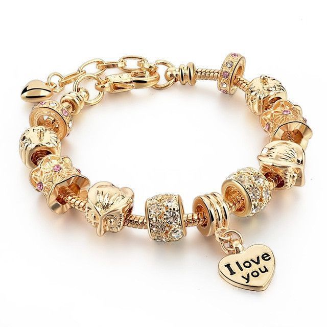 Heart Charm Bracelets Bangles Gold For Women Diy Famous Heart Charm Bracelets Bangles Gold For Women Diy Famous Brand Jewellery Goldbracelets