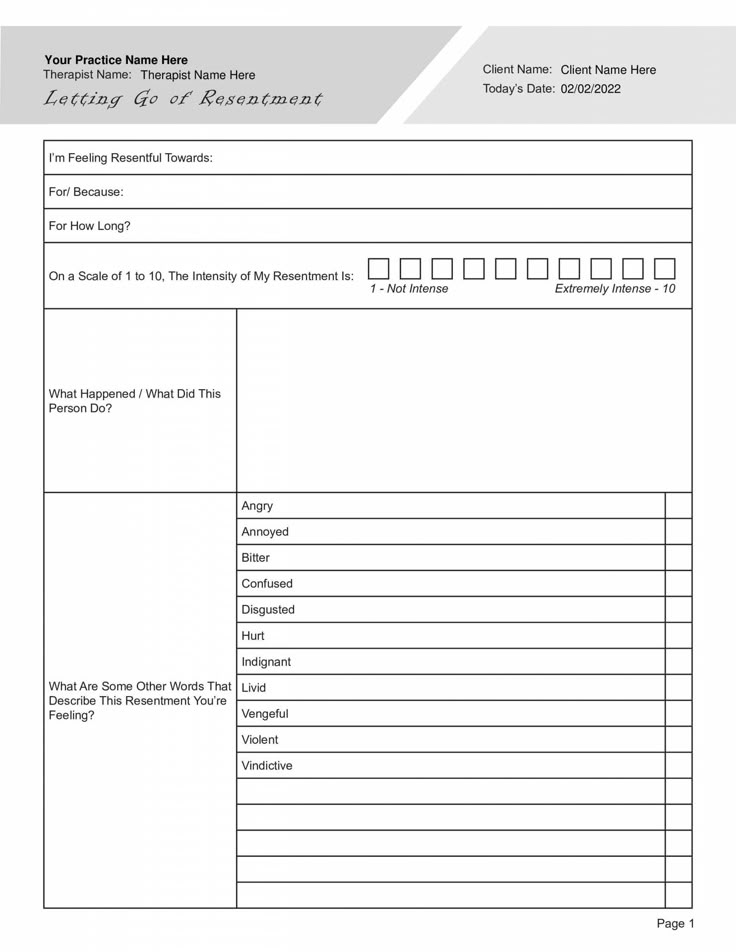 Letting Go of Resentment Worksheet (Editable Fillable Printable PDF) Letting Go of Resentment Worksheet (Editable Fillable Printable PDF)
