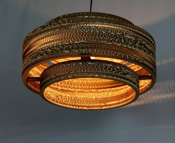 Mid Century Style Lamp Shade Made From Recycled Cardboard Home Decor Pendant In 2021 Hanging Diy Light Hanging Lamp Shade Diy Pendant Light, Mid Century Modern Hanging Lamp Shade Diy