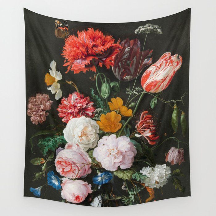 Pensee II Horizontal Design Flowers Wall Hanging Art Decor Tapestry 27x42" Pensee II Horizontal Design Flowers Wall Hanging Art Decor Tapestry 27x42"