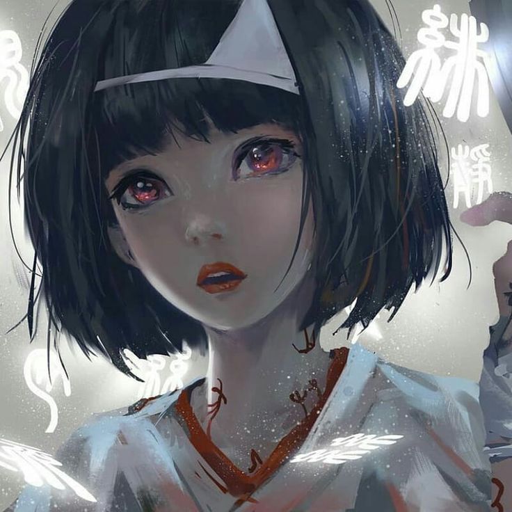 Anime girl red short hair