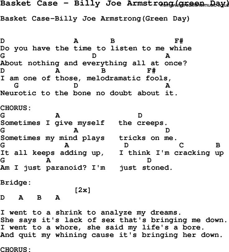 Lyric one day at a time lyrics : Best 25+ Basket case green day ideas on Pinterest | Green day ...