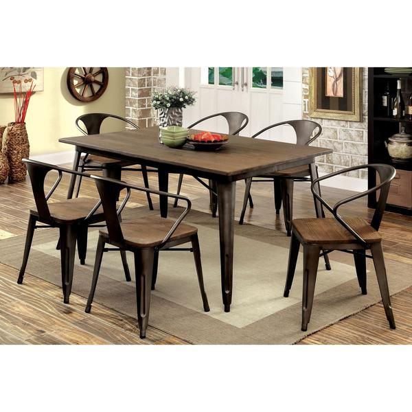 industrial style reming i industrial dining table in natural elm finish sturdy metal framework - Metal Dining Room Tables industrial style reming i industrial dining table in natural elm finish sturdy metal framework - Metal Dining Room Tables