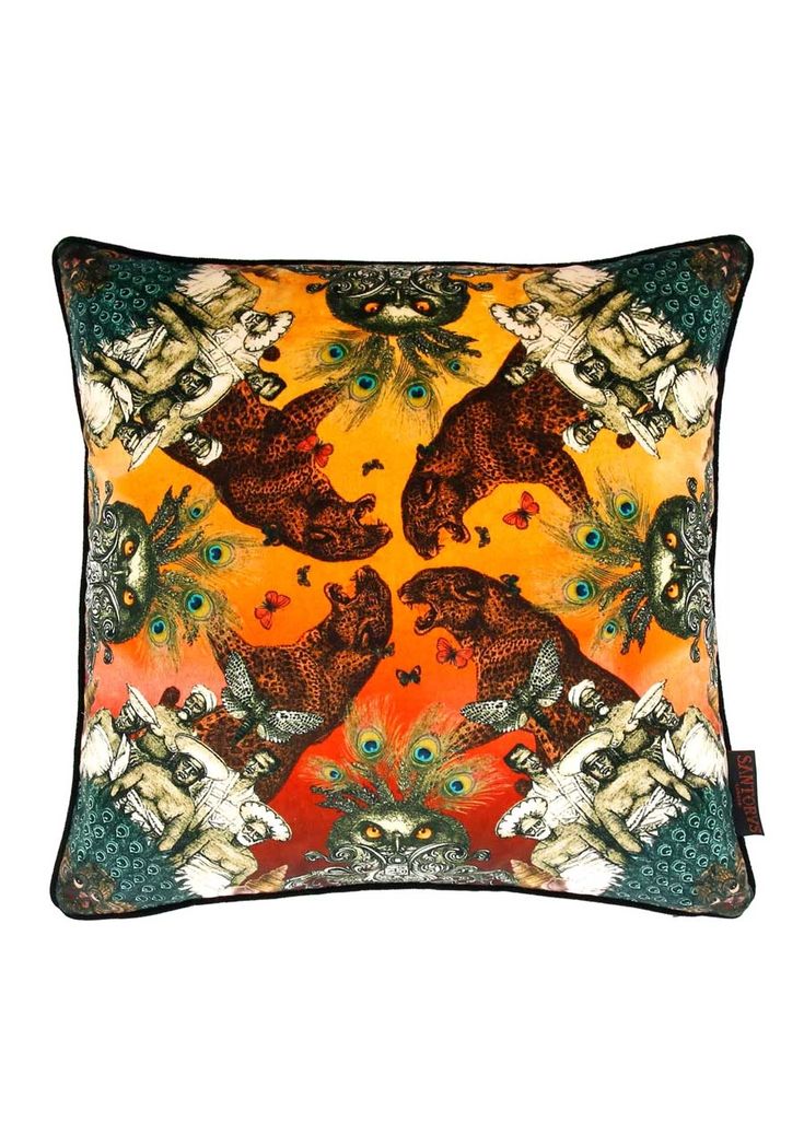 Ceylon Sunset Velvet Scatter Cushion Ceylon Floral Square Throw Pillow