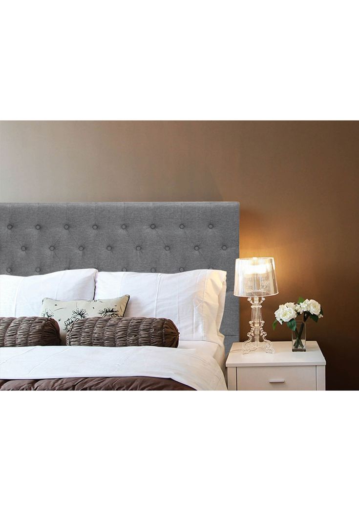 King Stand-Alone Fabric Headboard - Grey - Headboards from $99