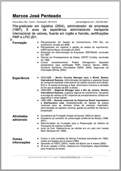 formato de curriculum basico