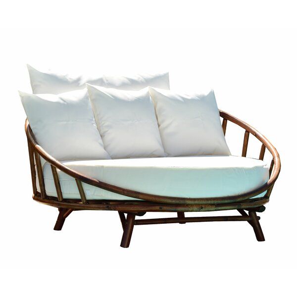 Olu Bamboo Large Round Patio Daybed With Cushions Reviews Allmodern Outdoor Sofa Patio Daybed Outdoor Sofa, Round Patio Lounge Chair Cushions