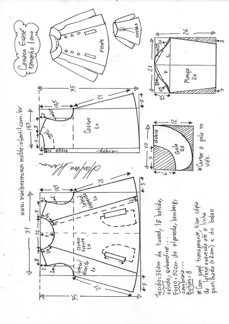 Vestido chamesier com babado - DIY- marlene mukai - molde infantil Kids patterns