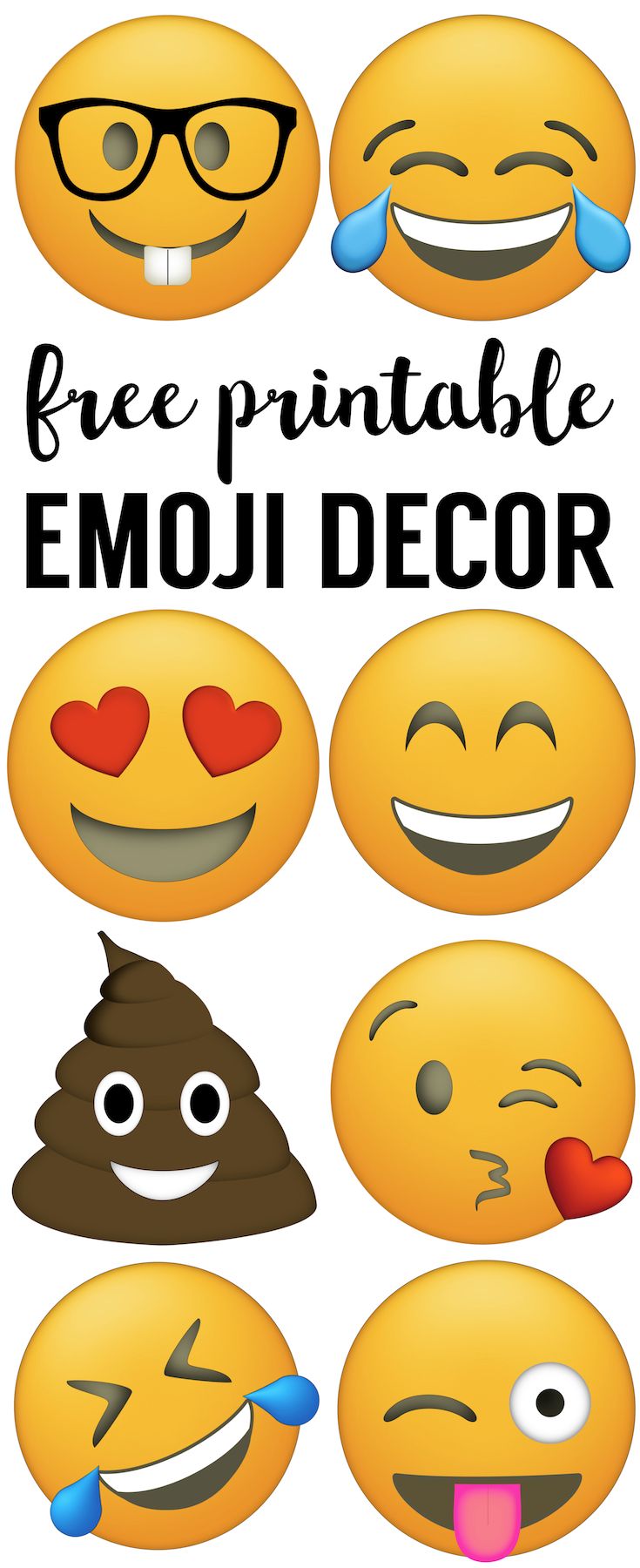 Emoji Faces Printable Free Emoji Printables Paper Trail Design Emoji Party Decorations Free Emoji Printables Emoji Party