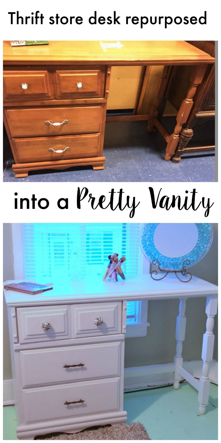 Upcycle An Old Desk Into A Vanity Create And Babble Diy Table Furniture Upcycle An Old Desk Into A Vanity, Old Desk Into Vanity