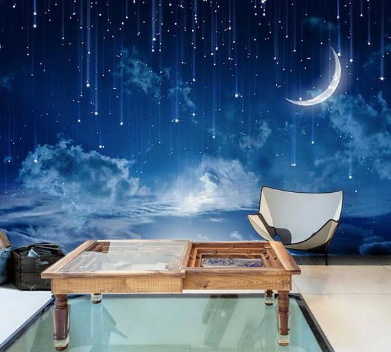 Sky Moon Nature 3D Wall Mural Removable Bedroom Wallpaper Murals