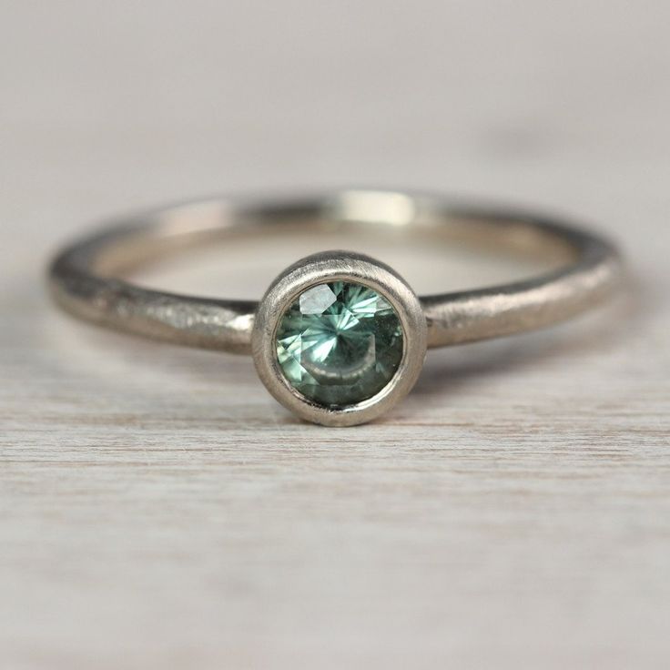 Pale Green Australian Sapphire And 14k White Gold Rustic Engagement Ring Pale Green Australian Sapphire And 14k White Gold Rustic Engagement Ring
