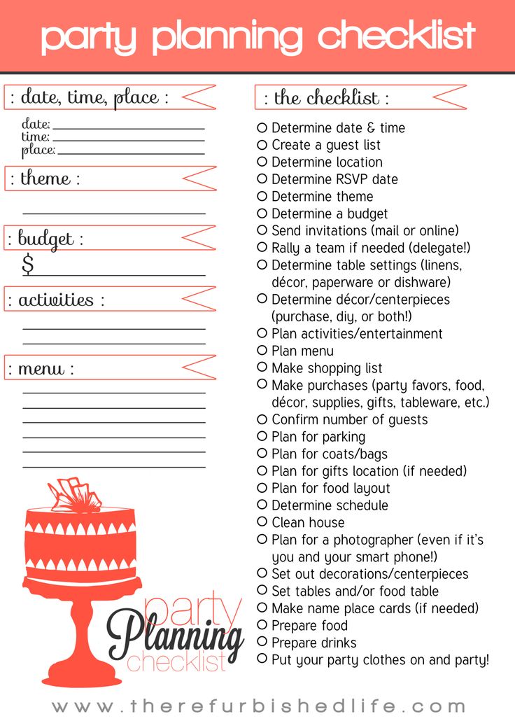 party planning 101 with printable checklist Party planning checklist, Party...