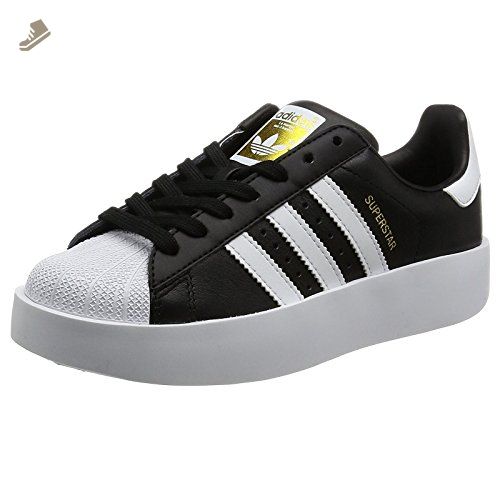 Adidas Womens Superstar Bold Core Black Footwear White Leather Trainers 7 US - Adidas sneakers for