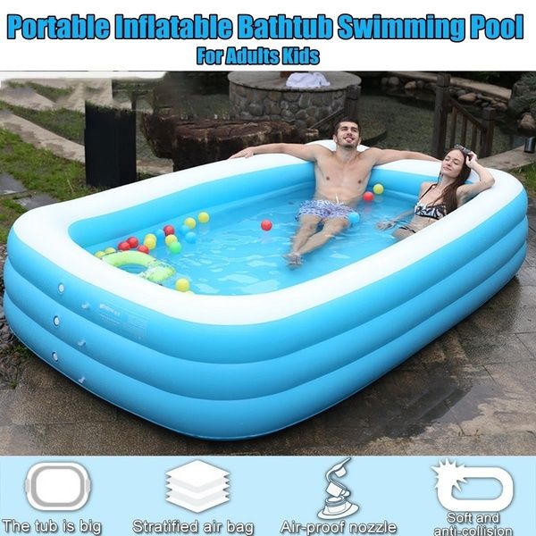 110 130 150 180 Cm Adults Kids Pool Bathing Tub Outdoor Indoor Blue Thick Inflatable Swimming Pool Wish Inflatable Swimming Pool Kid Pool Swimming Pools