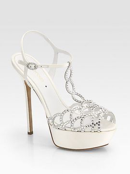 Sergio Rossi Bridal Crystal Coated Satin T Strap Sandals On Sergio Rossi Bridal Crystal Coated Satin T Strap Sandals On Style Sergiorossi