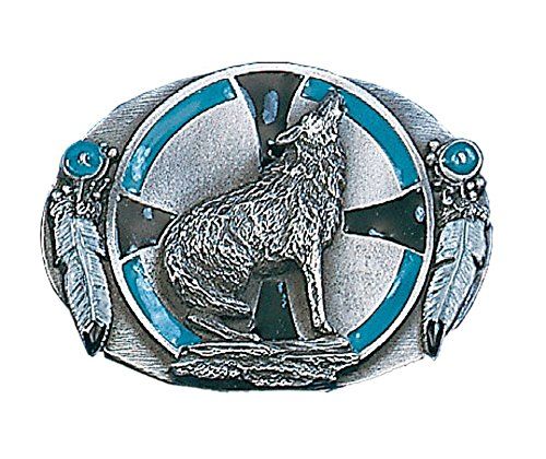 Cast Metal Belt Buckle Wolf