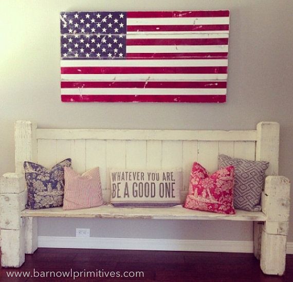 Large Hand Painted And Distressed American Flag Large Hand Painted And Distressed American Flag