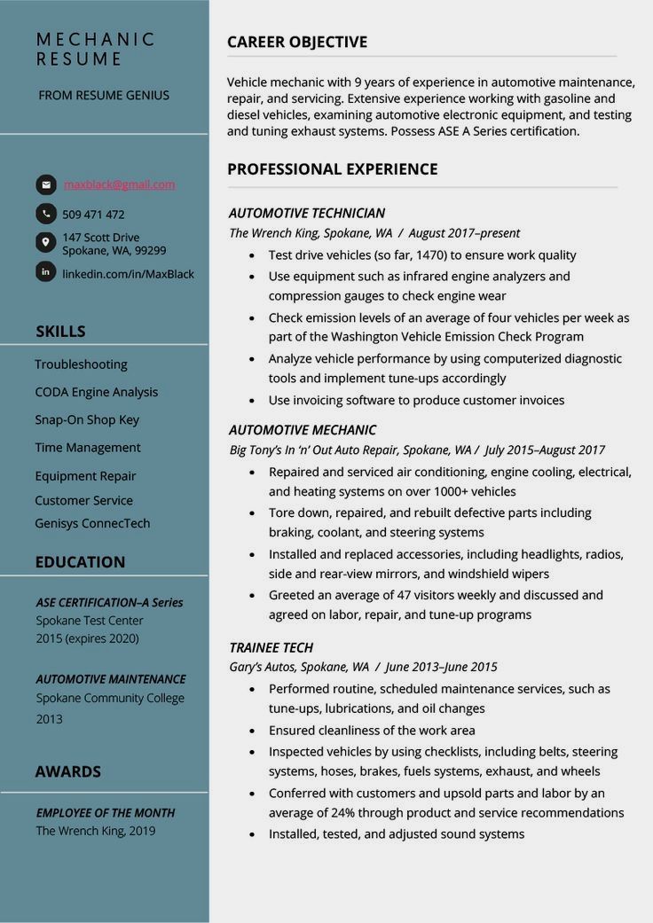 Aple Genius Resume Objective Future Career Path Mechanic Resume Example Writing Tips Resume Genius Resume Examples Resume Objective Examples Good Resume Examples