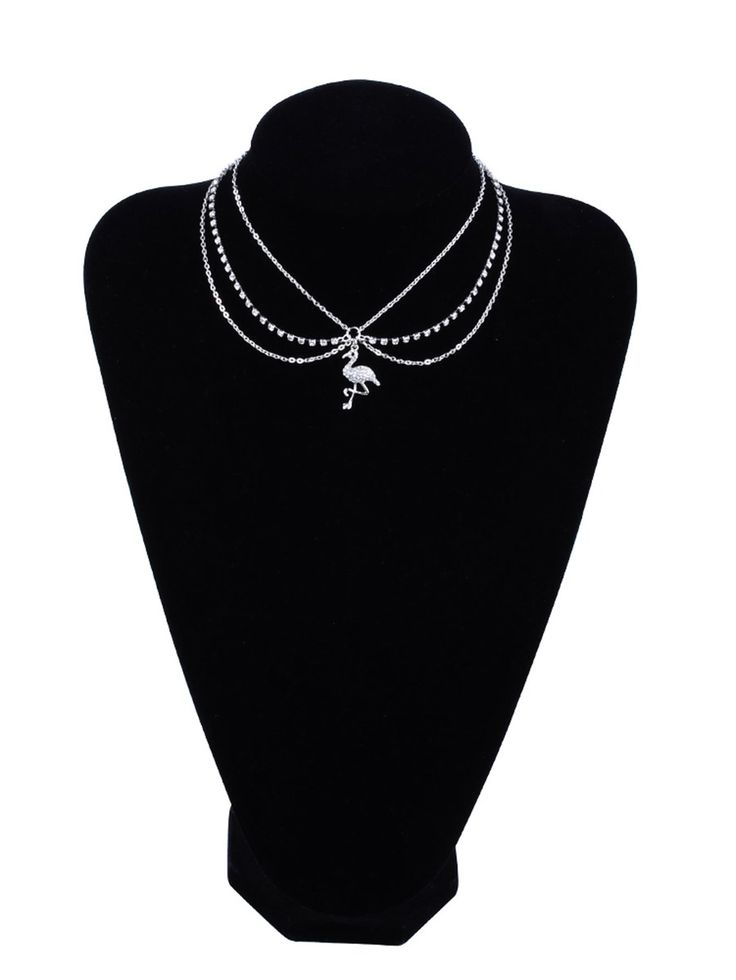 Download #SHEIN - Flamingo Pendant Layered Chain Necklace | Layered ...