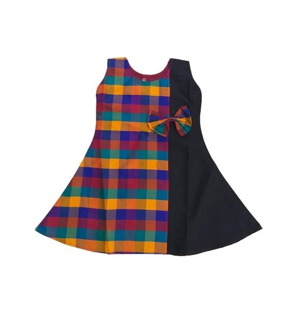 Pattu Pavadai New Born Baby Girls Kids Fancy Checked Frock - 1-5 Years