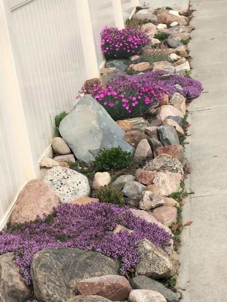 60+ wunderschöne Vorgarten-Steingarten Ideen #frontyardlandscaping #exoticgarde...