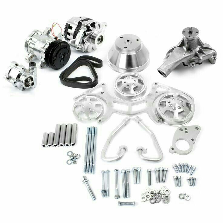 Chevy SBC 350 Aluminum Serpentine Engine Pulley Components