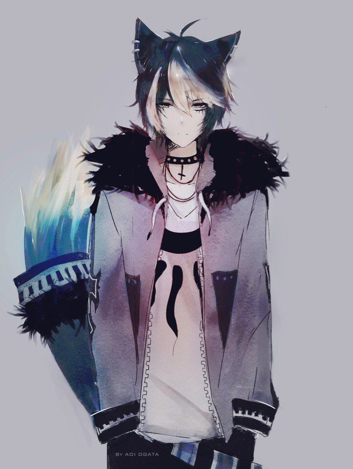 Anime guy with wolf