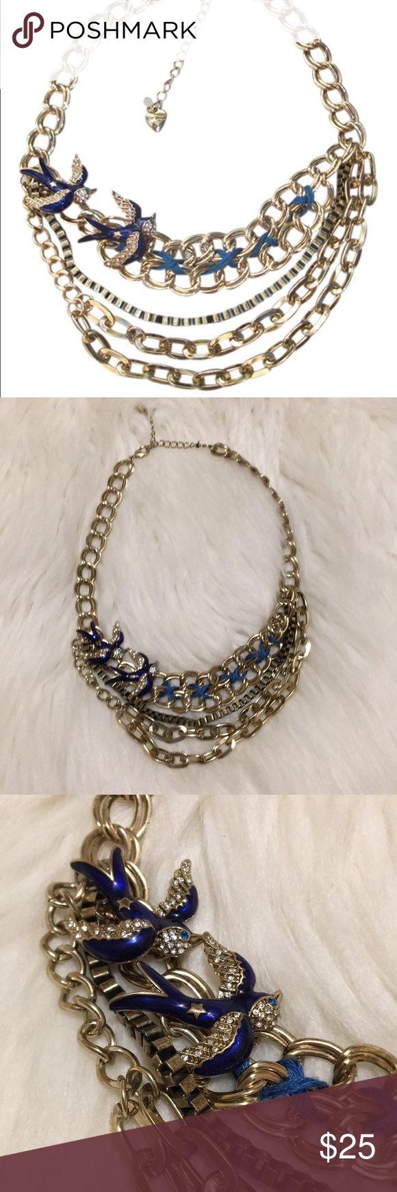 Download Betsey Johnson Blue Bird Layered Chain Necklace Necklace ...