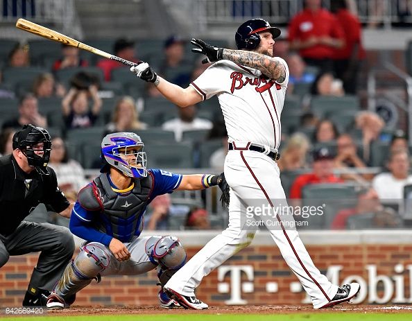 Matt Adams of the Atlanta Braves hits a fourth inning tworun home run