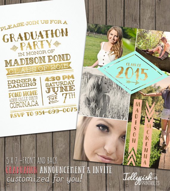 gold graduation party invitation