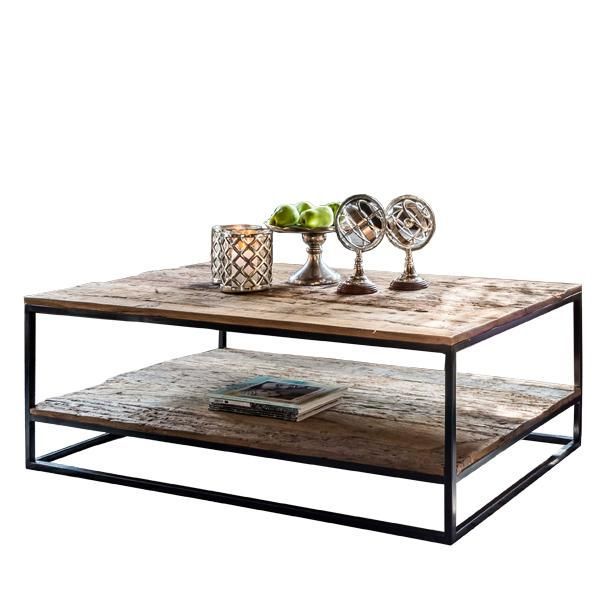 Raffles Reclaimed Wood Industrial Coffee Table With Shelf