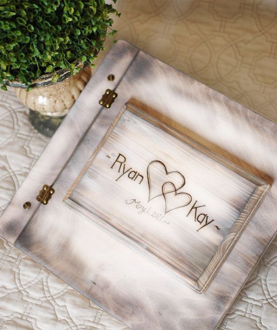 Shabby Chic Rustic Wedding Album Or Guest Book With Personalized Burned Engraving Shabby Chic Rustic Wedding Album Or Guest Book With Personalized Burned Engraving
