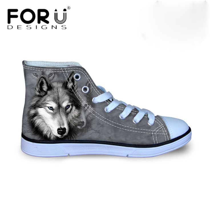 FORUDESIGNS <b>Vulcanized</b> 3D Animals Wolf <b>High Top</b> Pet Dog ...