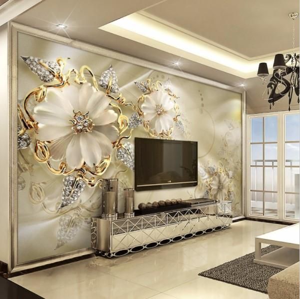 Ceiling Wall Mural Wallpaper Flower Pattern Background Non Woven Interior Decors