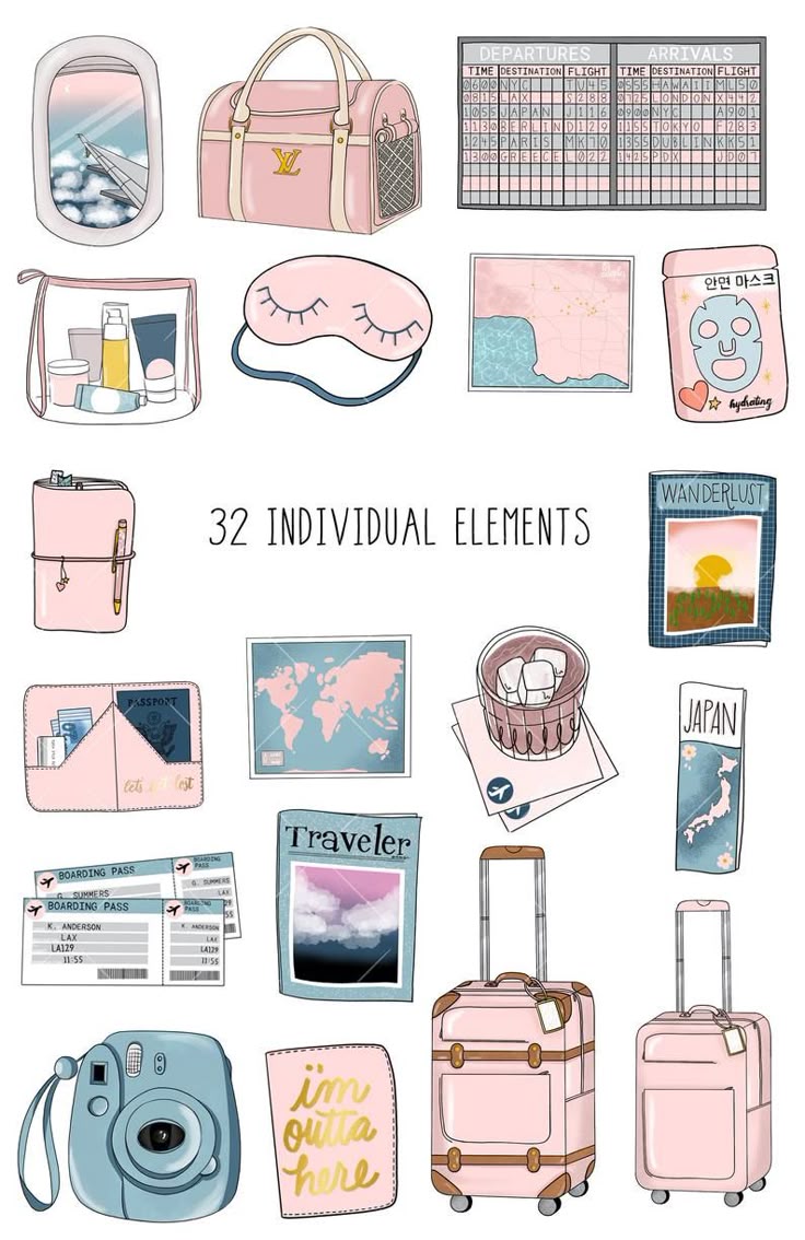 begstvo klip art turisticheskie prazdnichnye otpusk etsy bullet journal stickers aesthetic stickers digital sticker