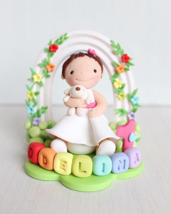 Personalised edible handmade GIRL flowers birthday cake topper DOLL figurine