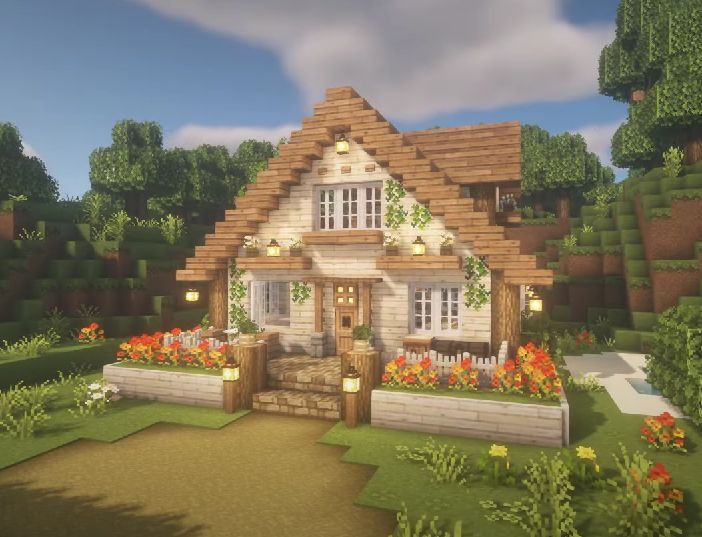 Aesthetic Cozy House Tutorial | Easy minecraft houses, Minecraft houses