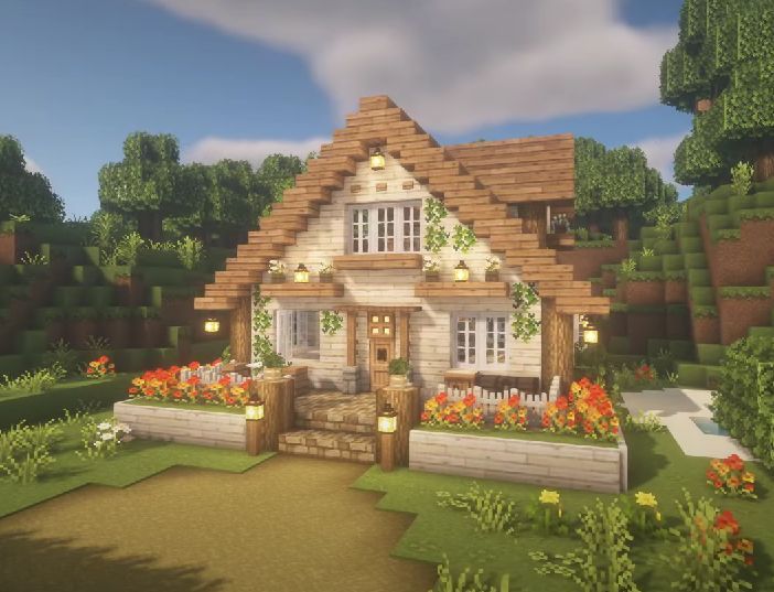 Aesthetic Cozy House Tutorial | Easy minecraft houses, Cute minecraft ...