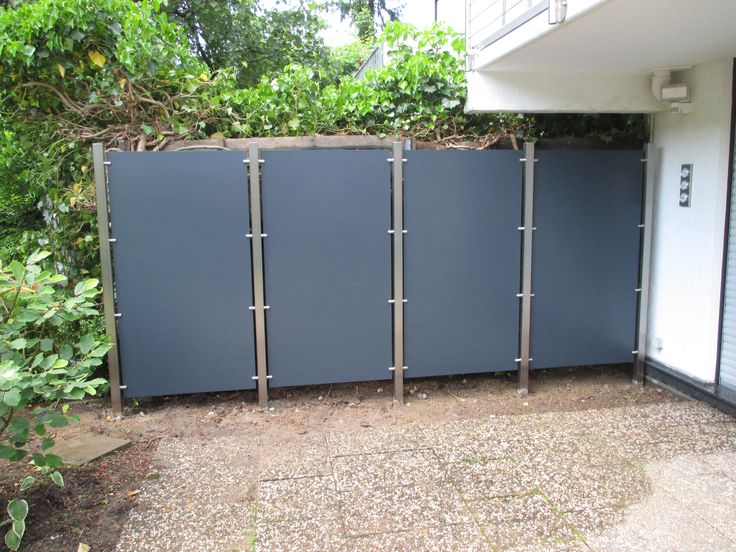 Sichtschutz aus Edelstahl und Pulverbeschichtetem Stahlblech - es - gartenzaun metall anthrazit Sichtschutz aus Edelstahl und Pulverbeschichtetem Stahlblech - es - gartenzaun metall anthrazit