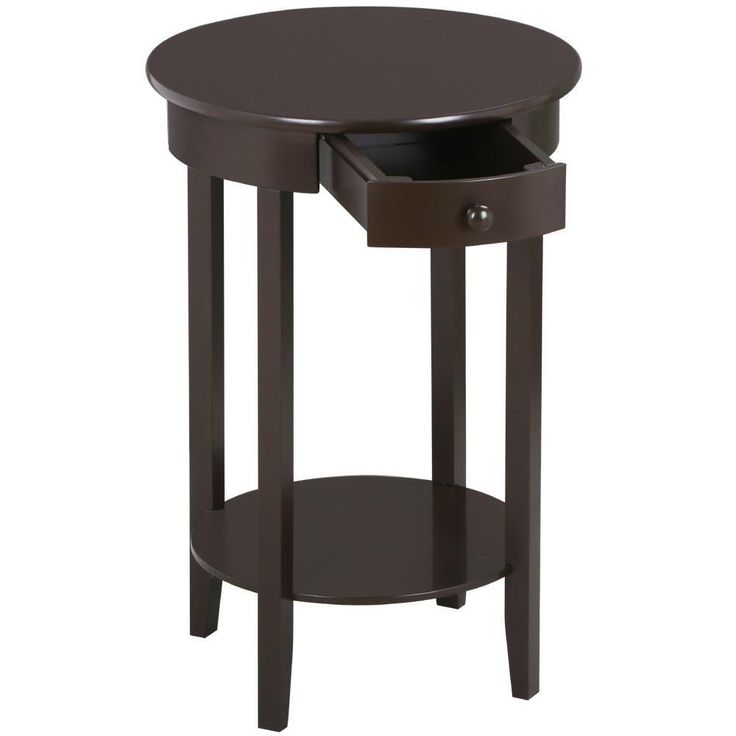 Yaheetech Round Sofa Side End Table With Drawer Wood Beside Nightstand Console For Small Spaces Living Room Tall Coffee Accent Tables Espresso Drawers Yaheetech Round Sofa Side End Table, Small Round Console Tables