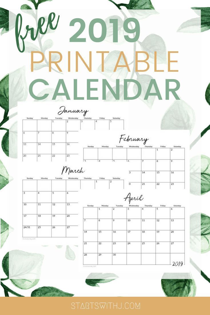 Free 2019 Printable Calendars Free Printable Calendar Calendar Free 2019 Printable Calendars Free Printable Calendar Calendar