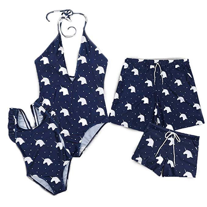 IFFEI Mommy and Me Matching Swimwear One Piece Mother Daughter Monokini Bathing Beach Wear