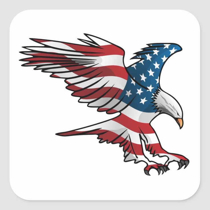 Patriotic American Flag Eagle Square Sticker | Zazzle.com | American