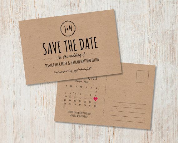 rustic save the dates postcards